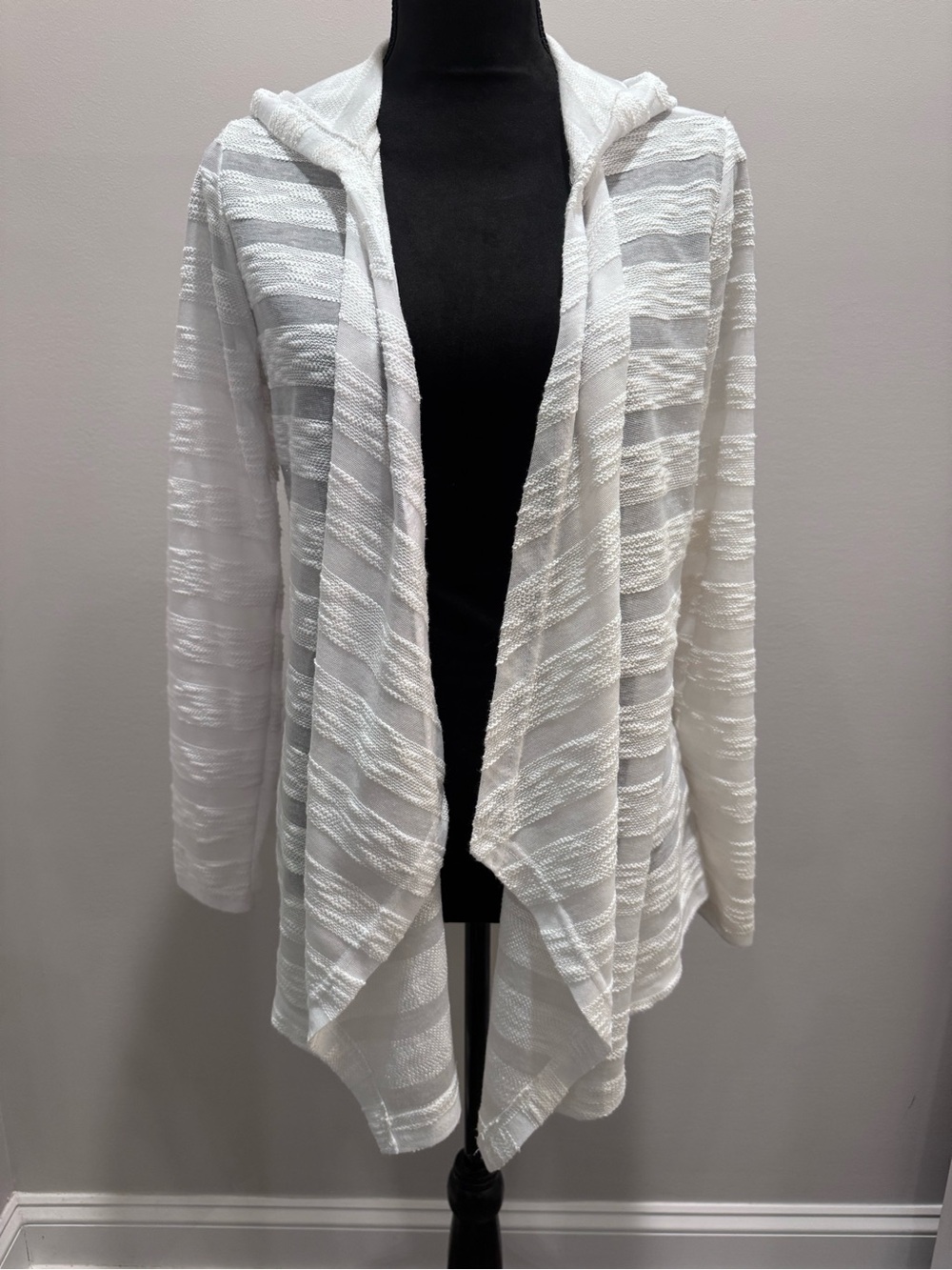 INC International Concepts White Sheer Striped Knit Cardigan or Beach Cover
